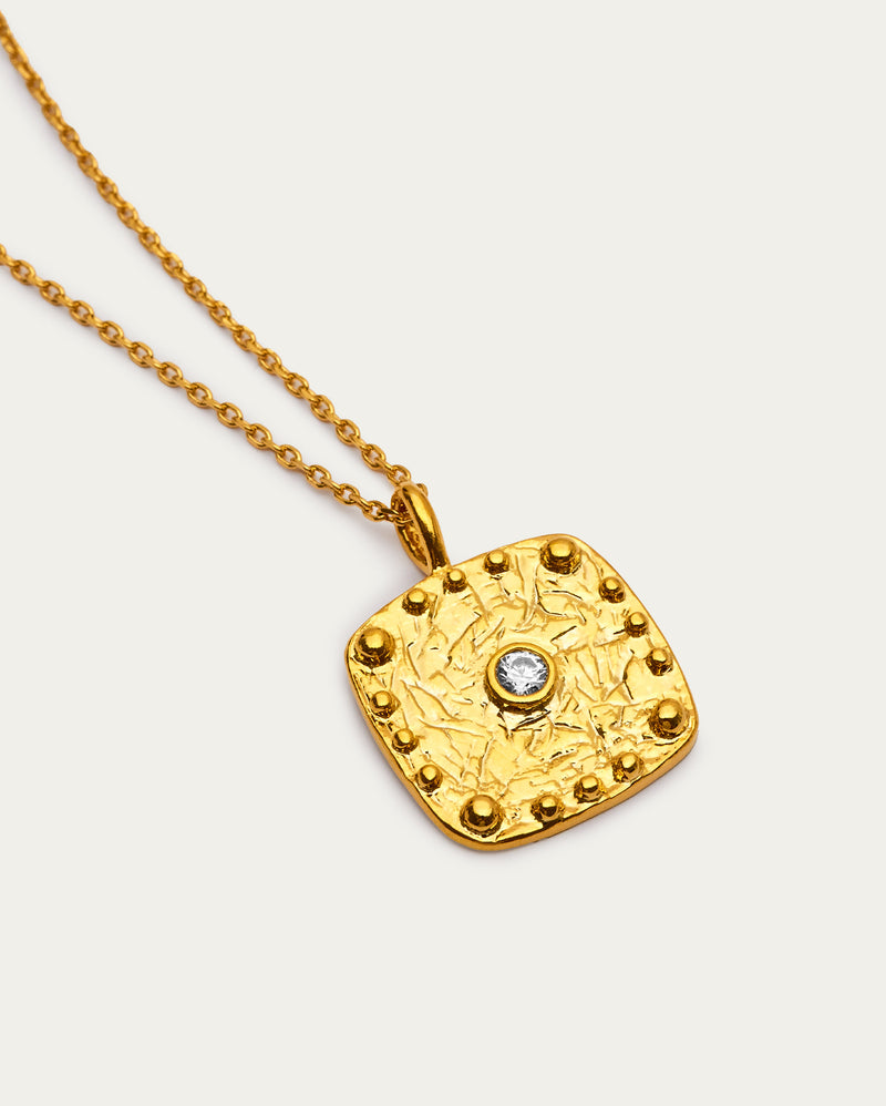 Medallion Textured Surface Necklace