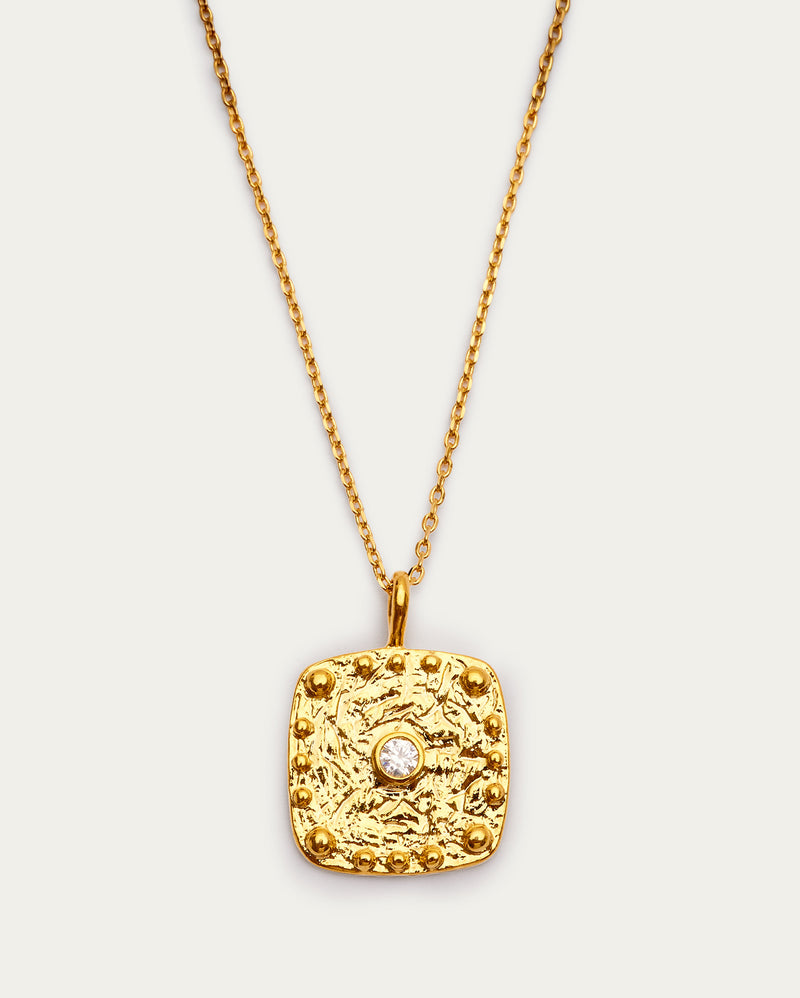 Medallion Textured Surface Necklace