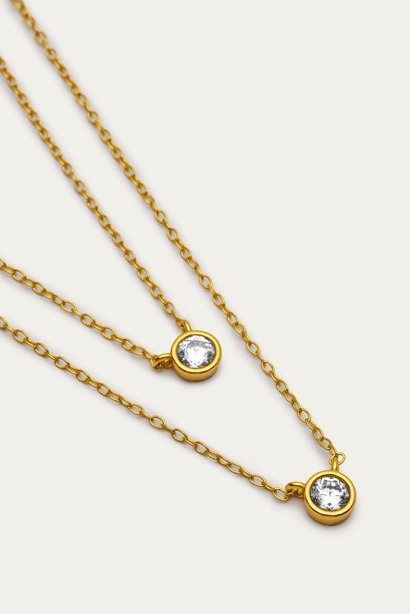 Gold Layered Crystal Pendant Sterling Silver Necklace