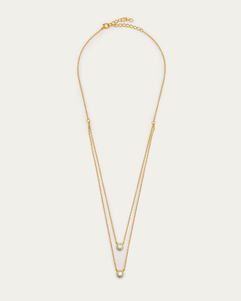 Gold Layered Crystal Pendant Sterling Silver Necklace