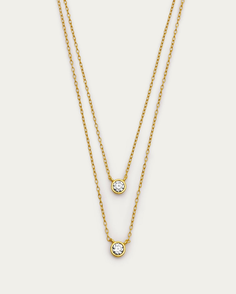 Gold Layered Crystal Pendant Sterling Silver Necklace