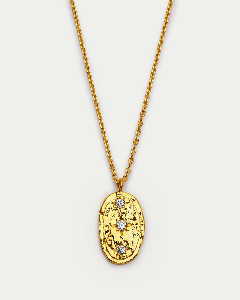 Gold Nova Textured Medallion Necklace