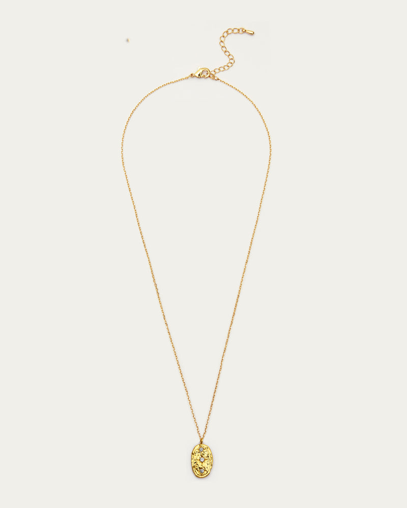 Gold Nova Textured Medallion Necklace