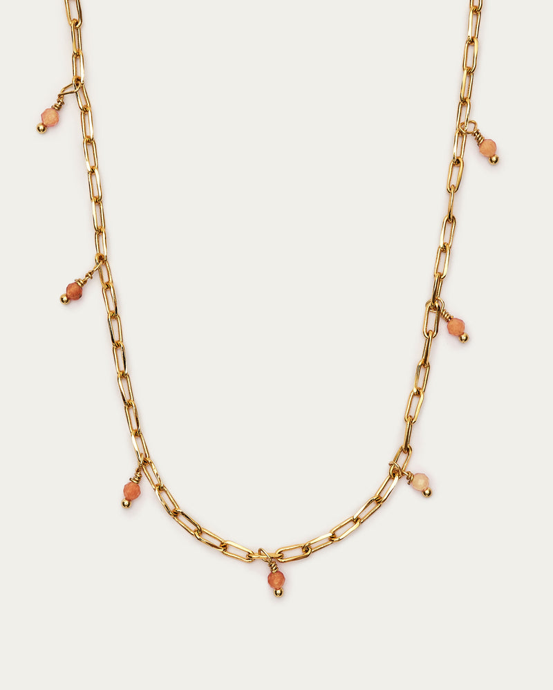 Gold Beaded Chain Layering Necklace