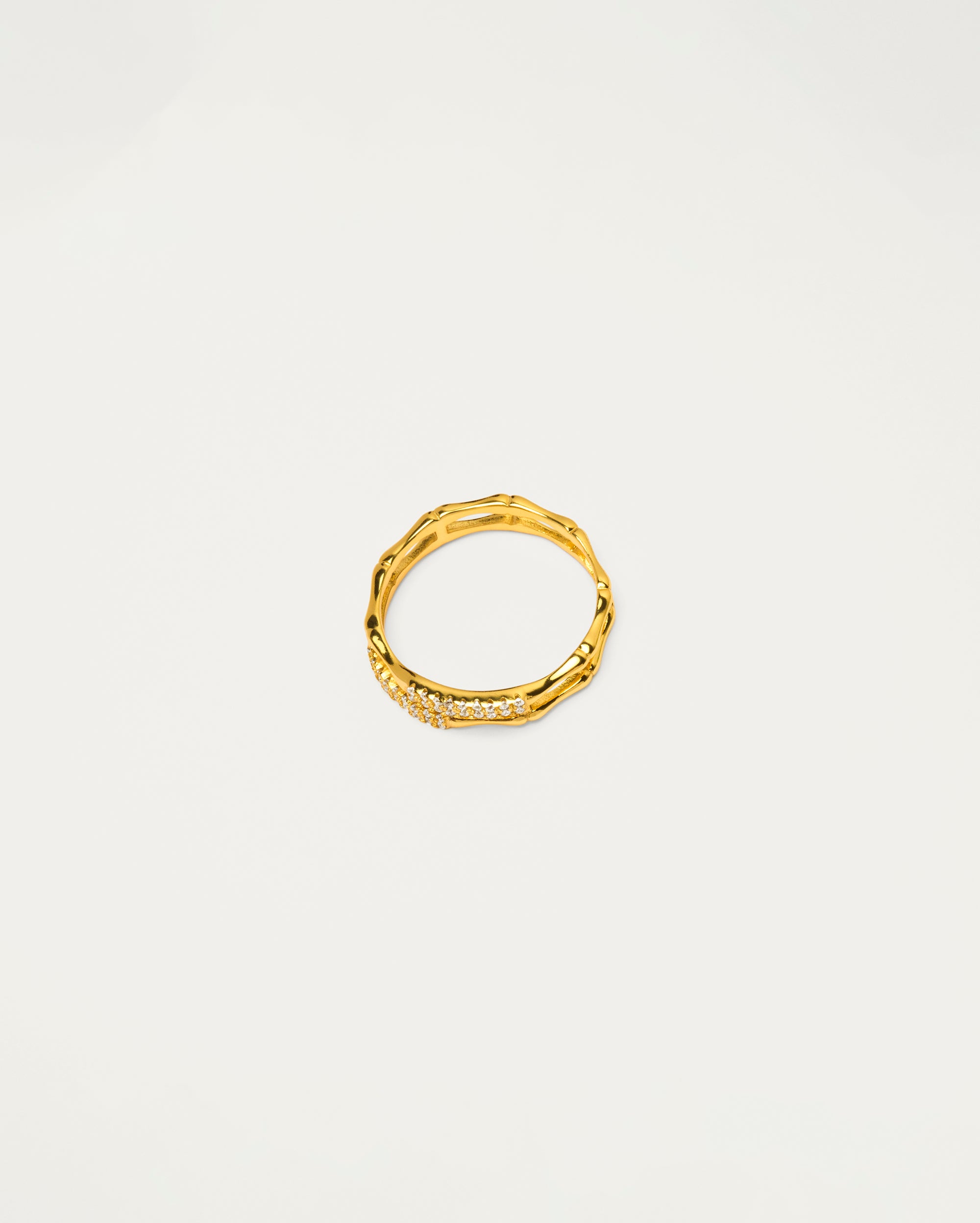 Gold Bamboo Pavé Ring