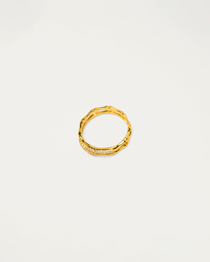 Gold Bamboo Pavé Ring