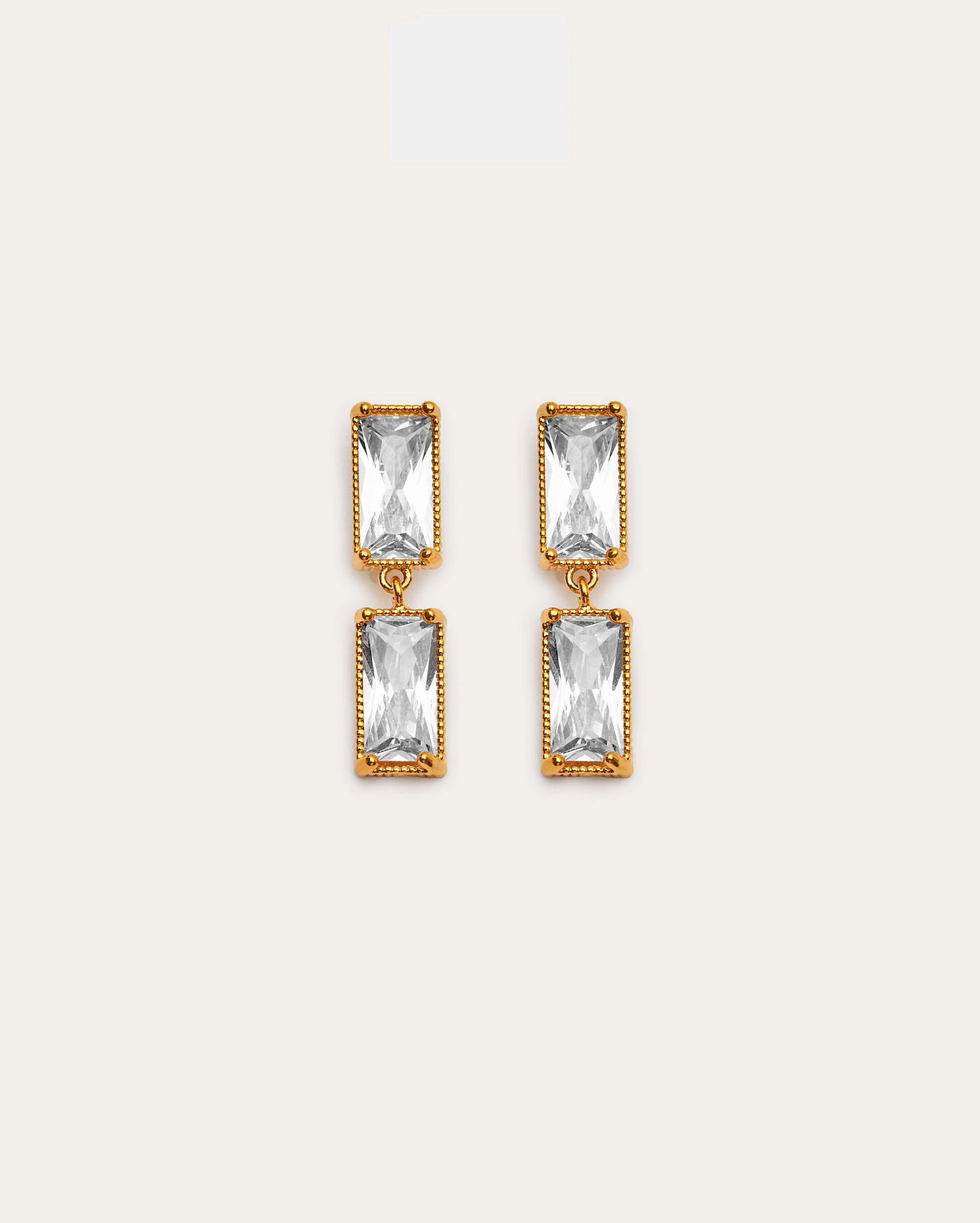 Rectangular Crystal Drop Earrings