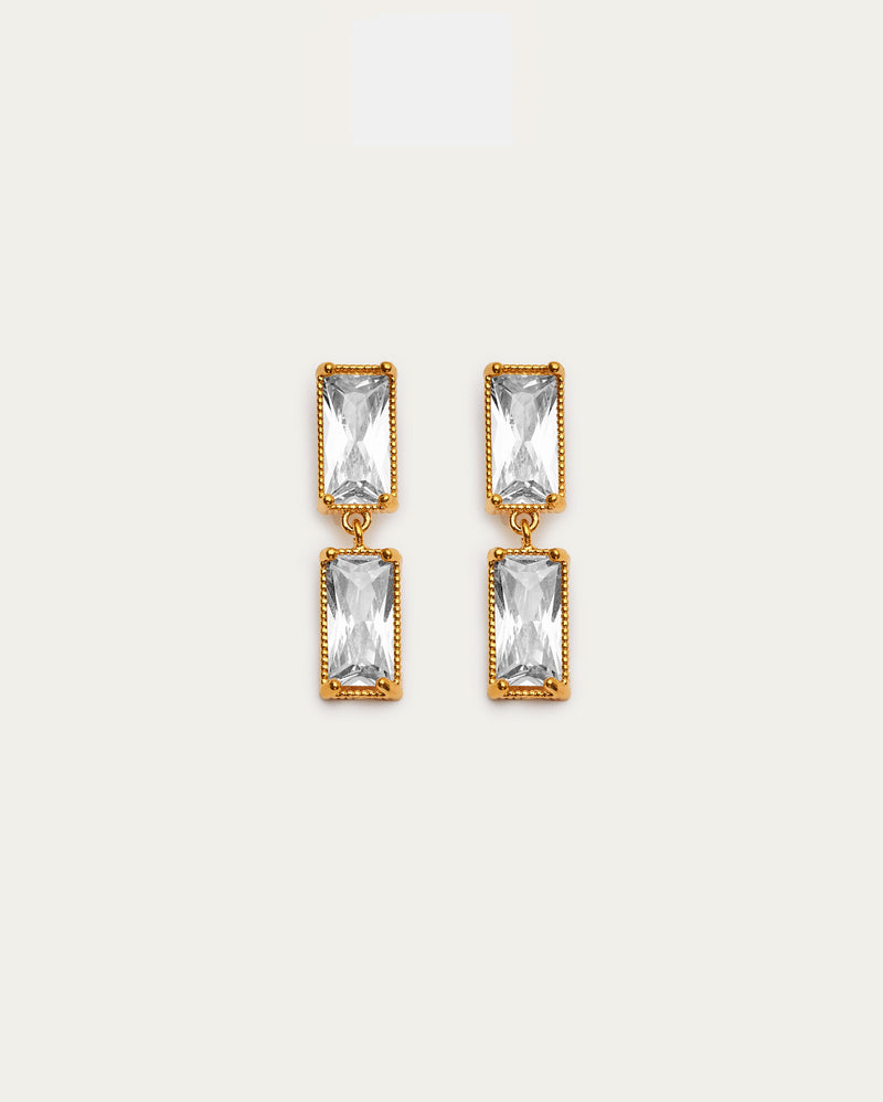 Rectangular Crystal Drop Earrings
