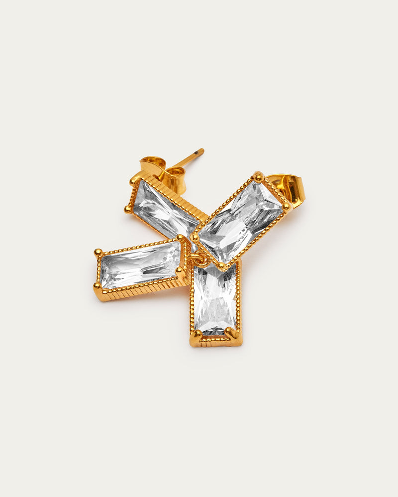 Rectangular Crystal Drop Earrings