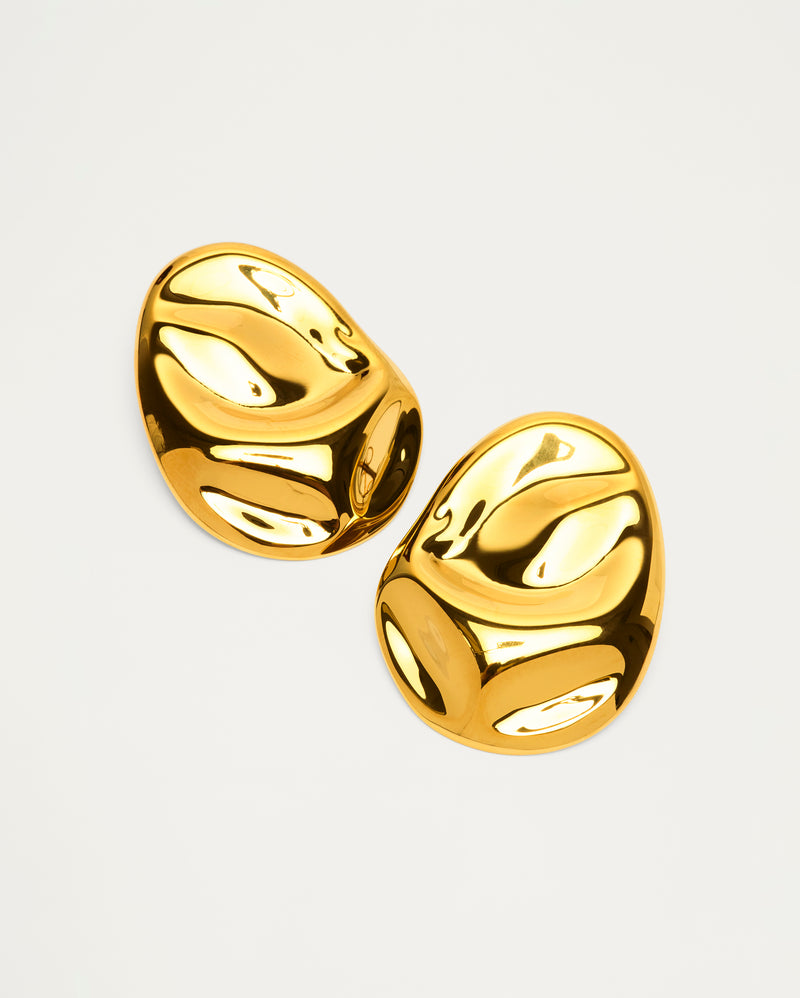 Gold Modern Molten Stud Earrings