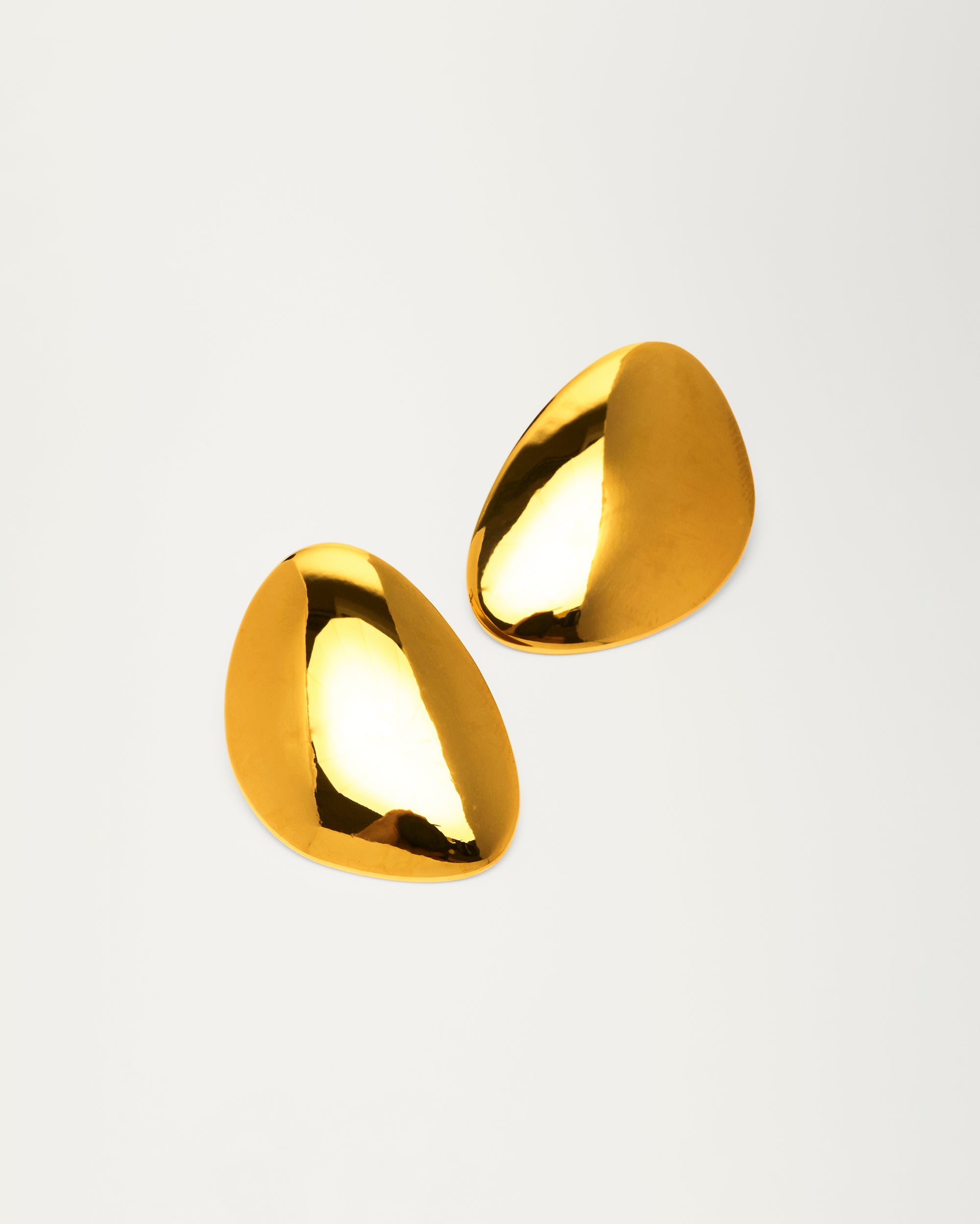 Gold Flat Pebble Earrings