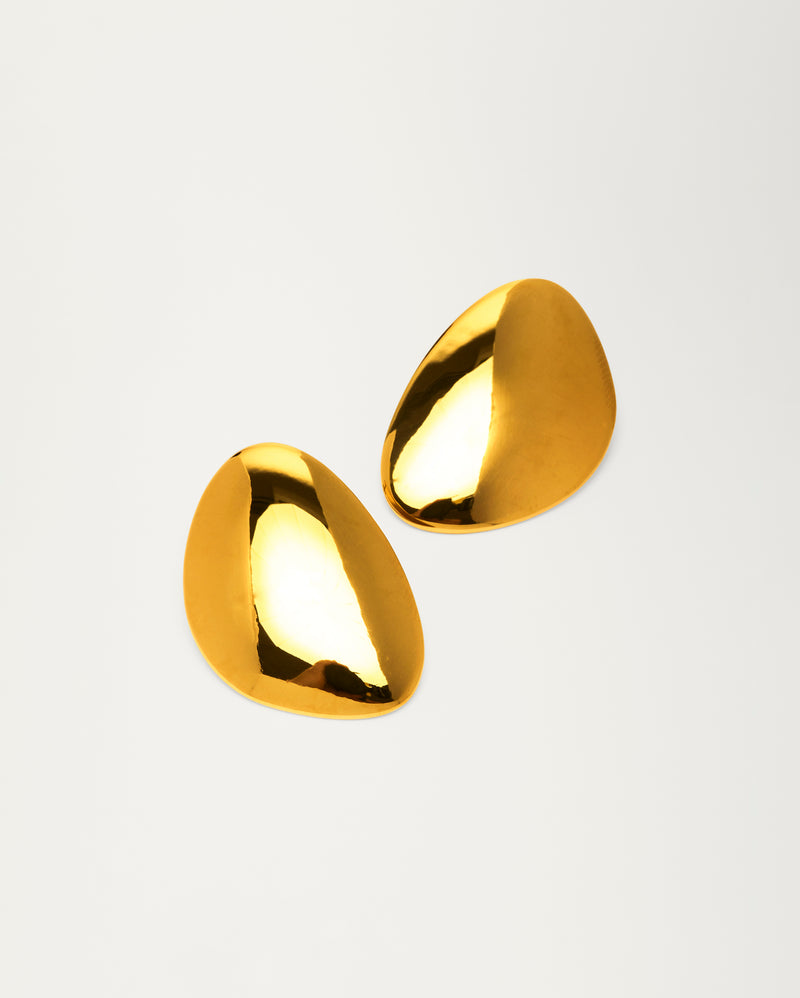 Gold Flat Pebble Earrings
