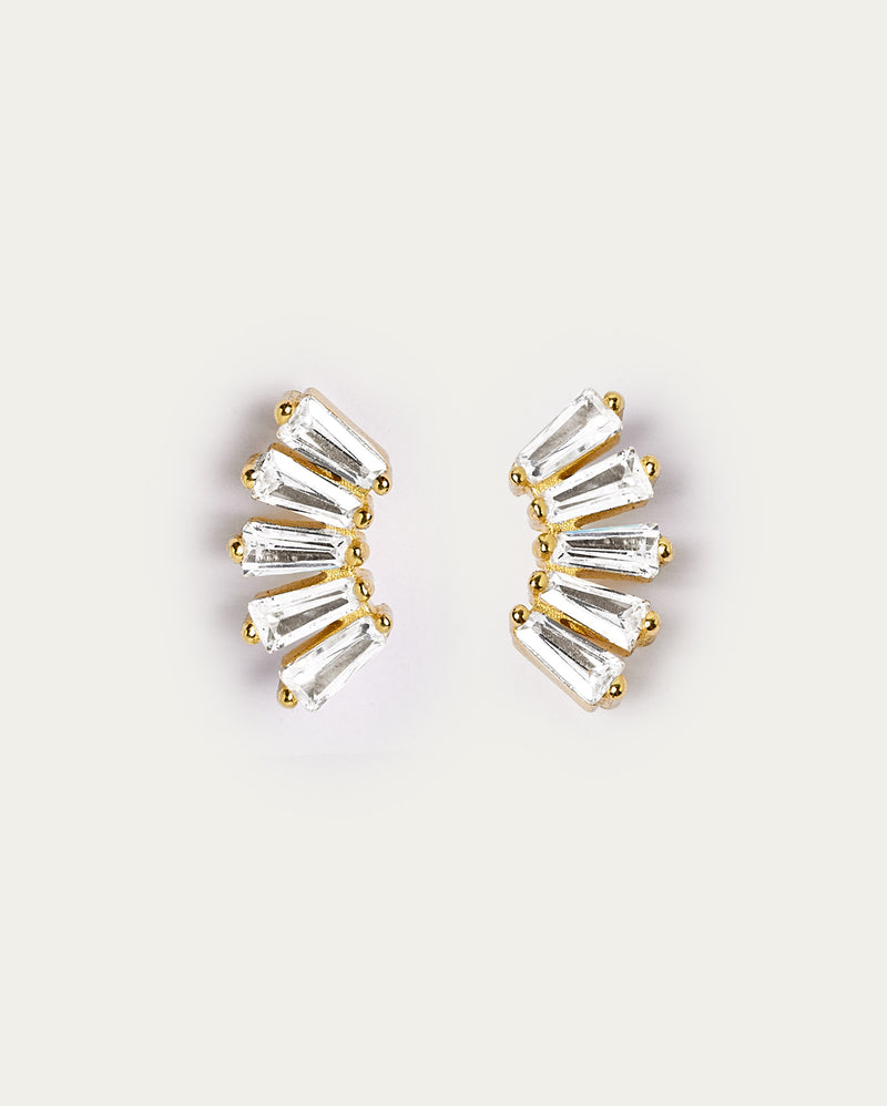 Fan-Shape Crystal Stud Earrings