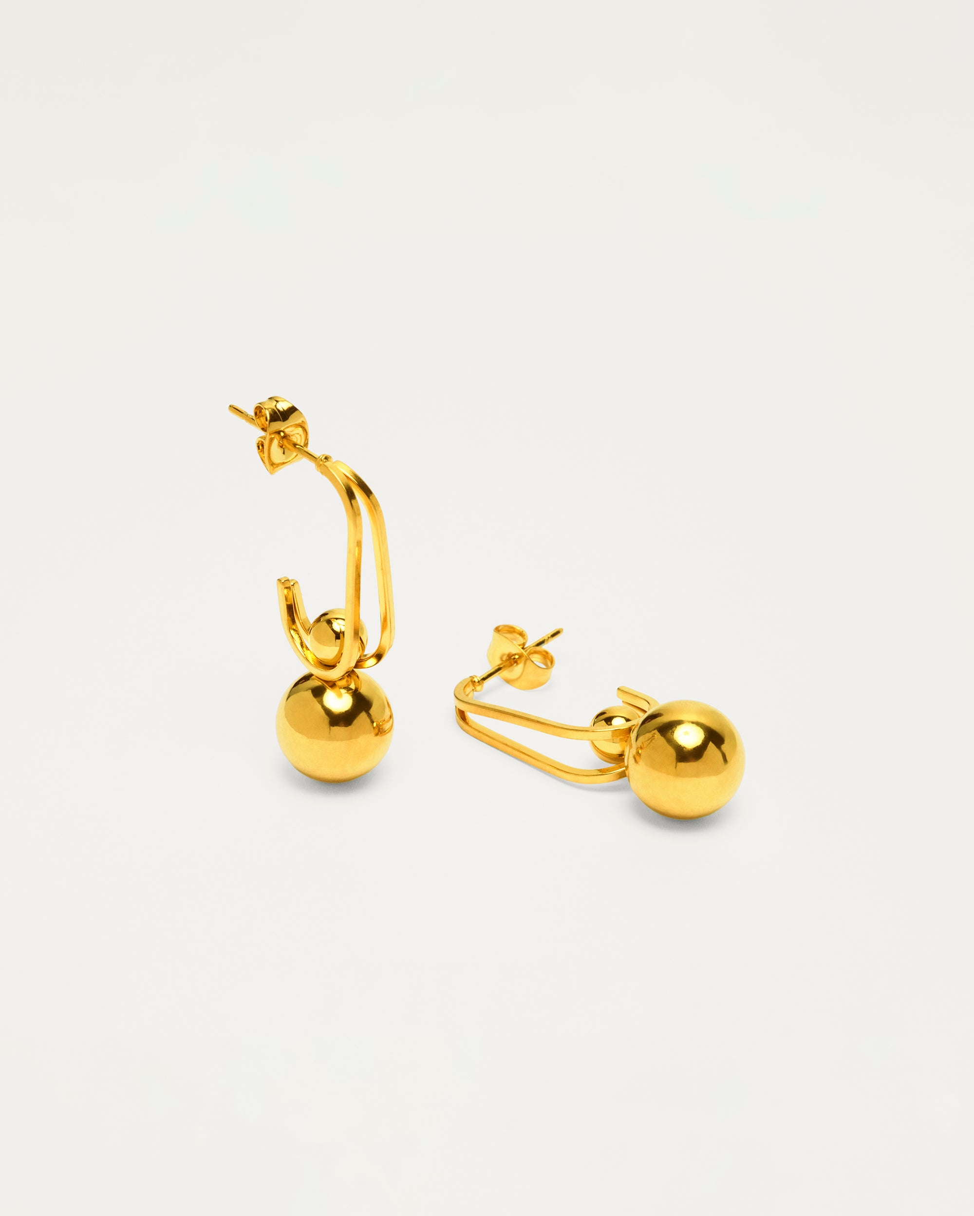 Gold Drop Sphere Earrings