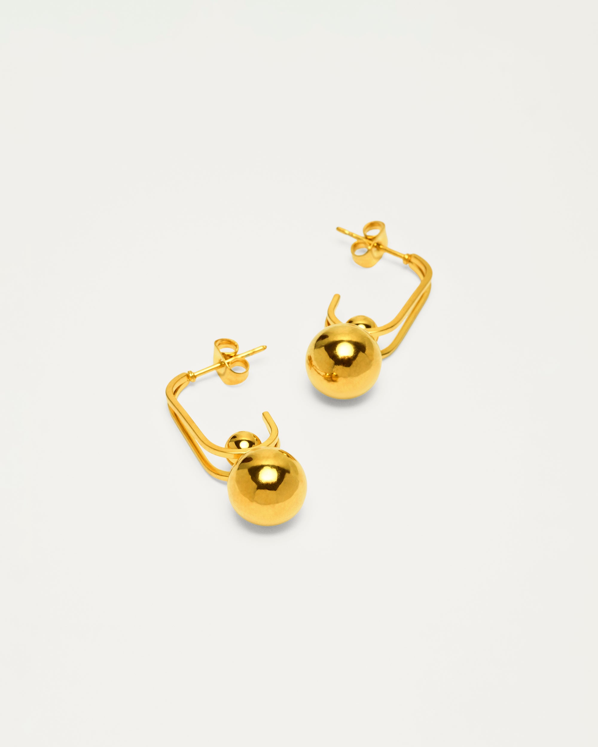 Gold Drop Sphere Earrings