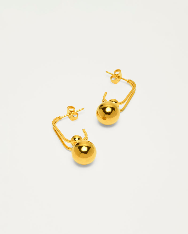 Gold Drop Sphere Earrings