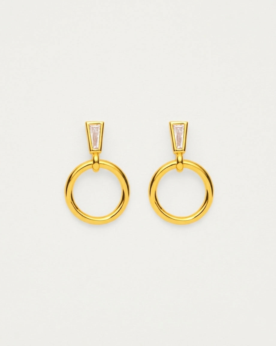 Gold Petite Crystal Accent Hoop Earrings