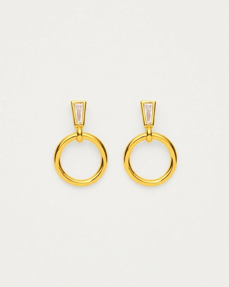 Gold Petite Crystal Accent Hoop Earrings