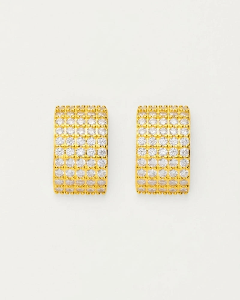 Gold Pavé Crystal Curve Sterling Silver Earrings