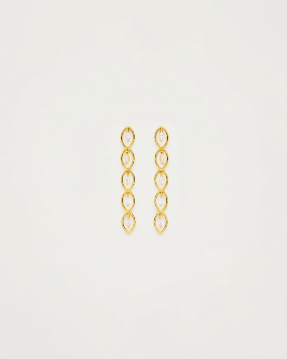 Gold Crystal Marquise Drop Statement Earrings