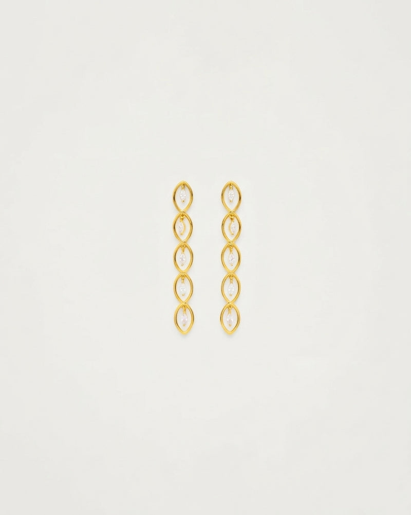 Gold Crystal Marquise Drop Statement Earrings