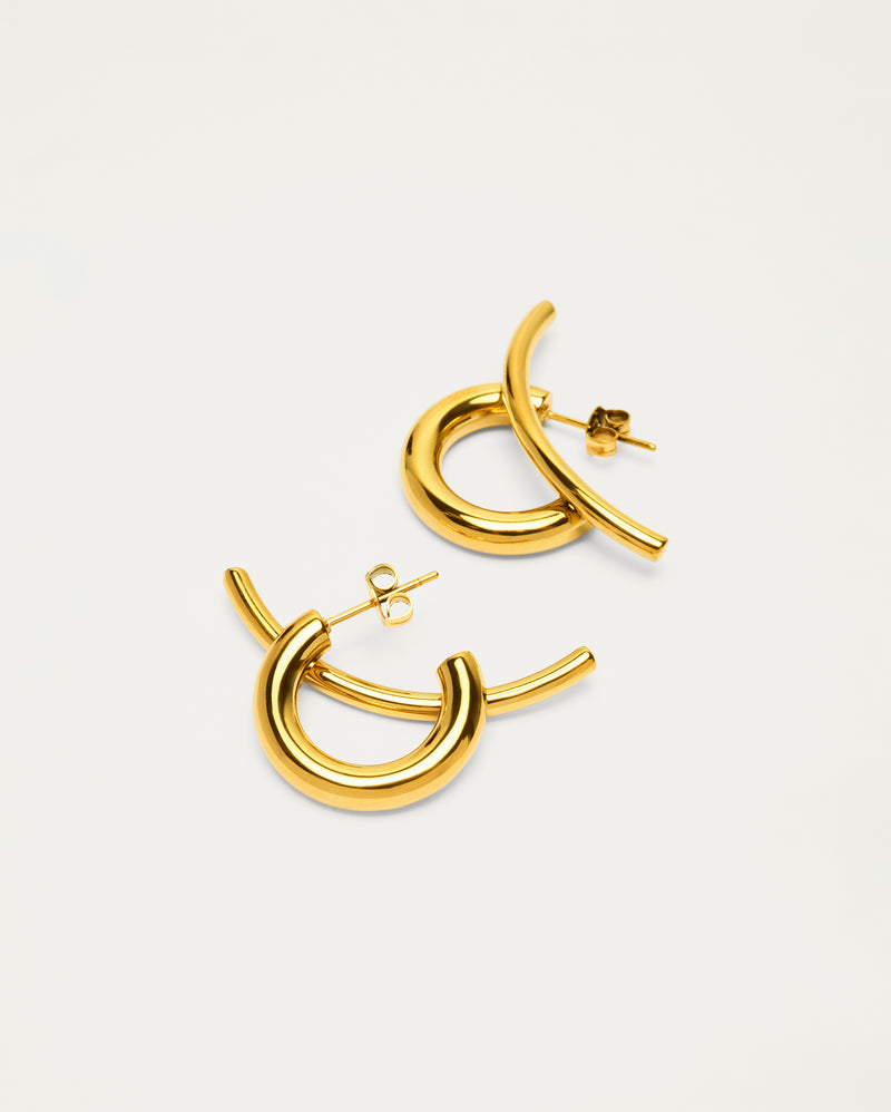 Gold Sculpted Curve Stud Earrings