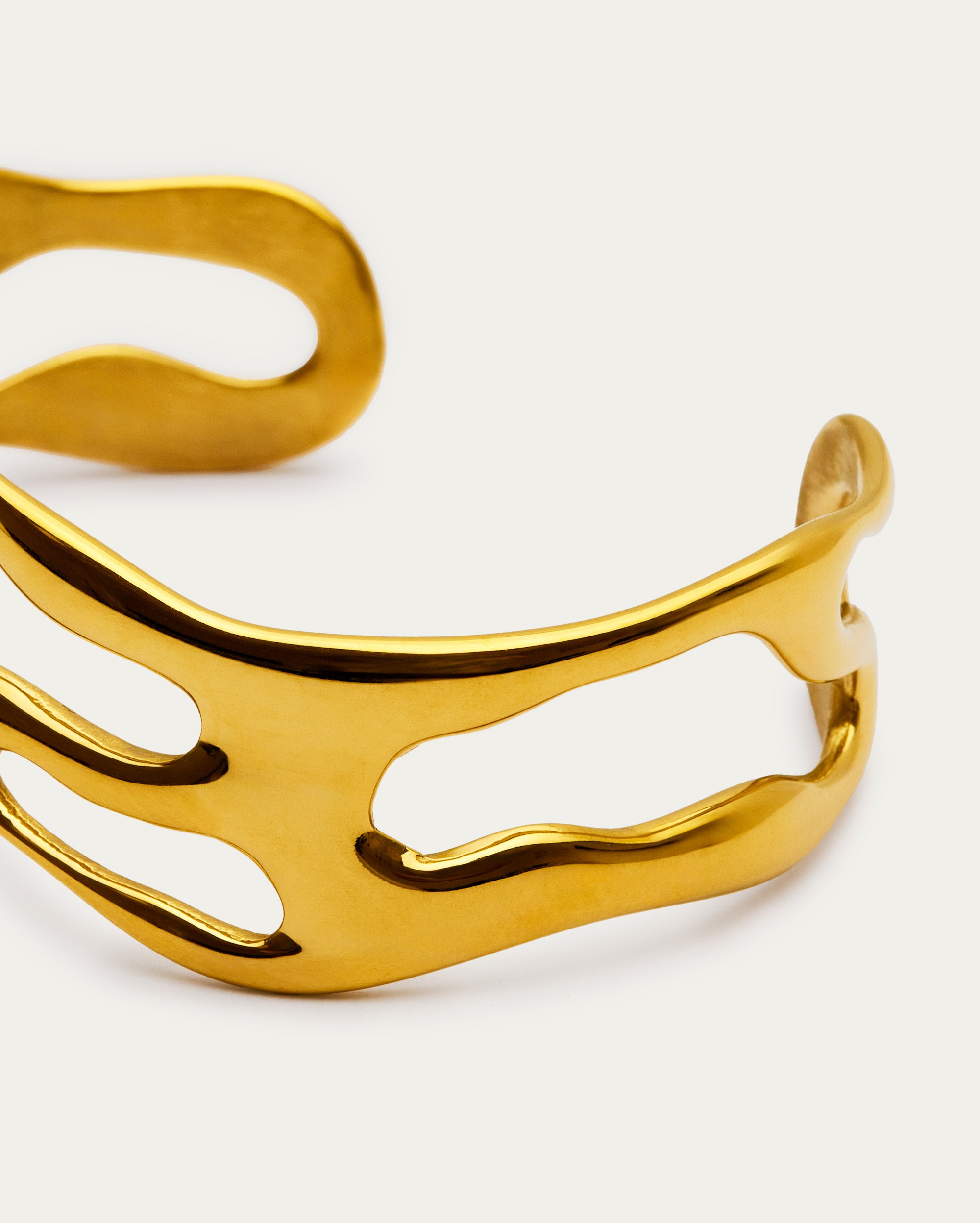 Gold Sculptural Wave Bangle