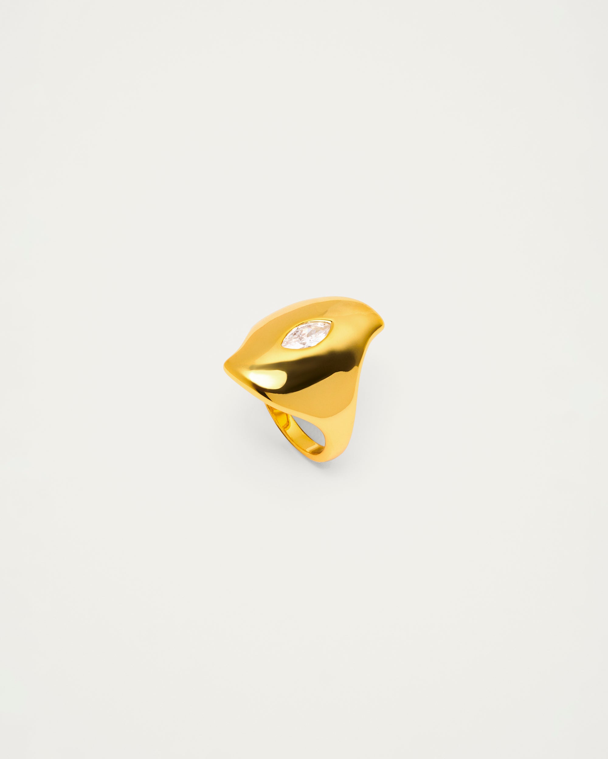 Gold Sculptural Marquise Crystal Statement Ring