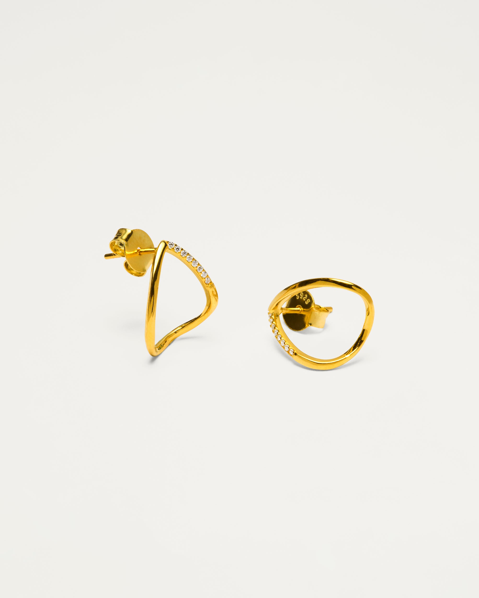 Gold Open Hoop Stud Earrings