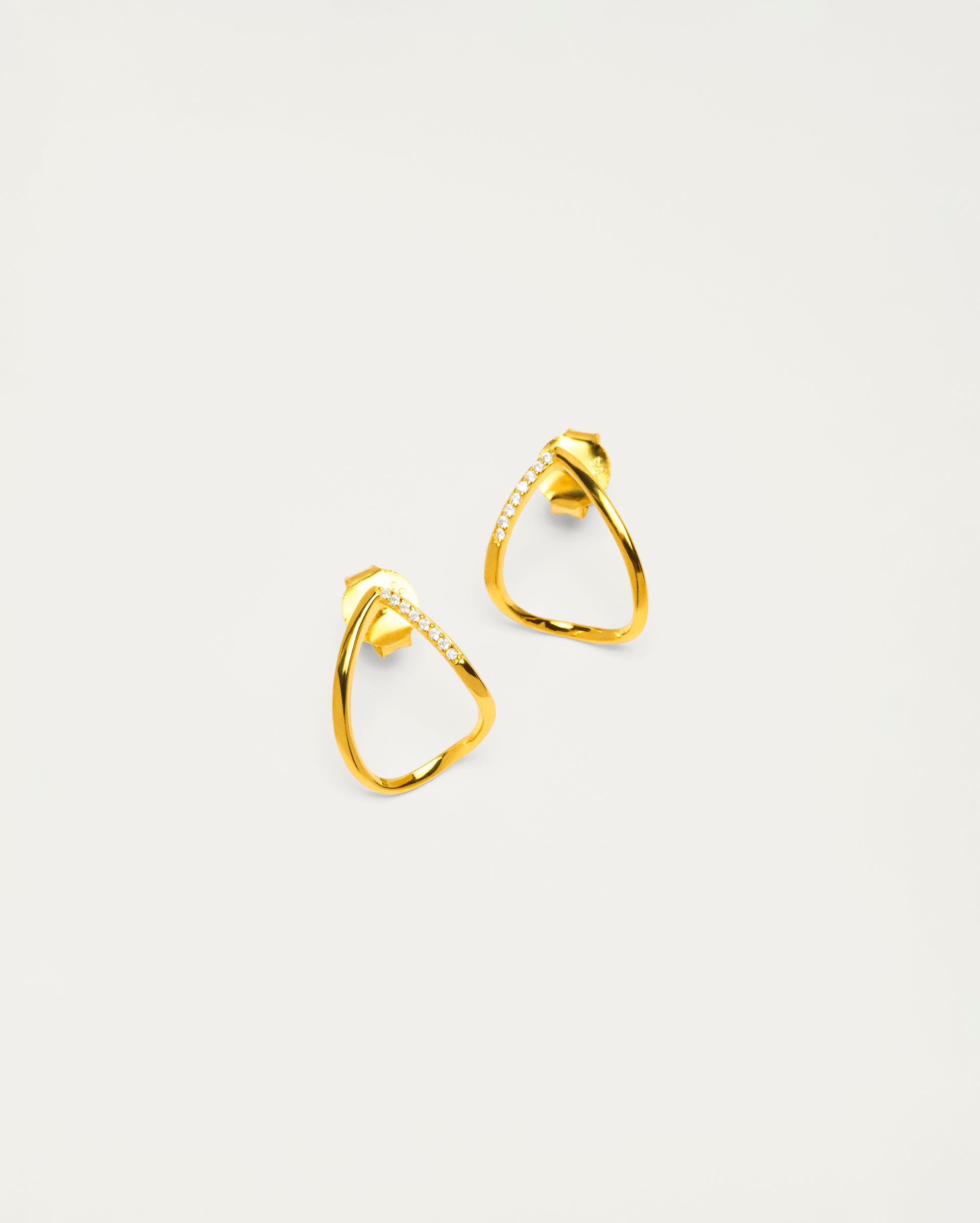 Gold Open Hoop Stud Earrings
