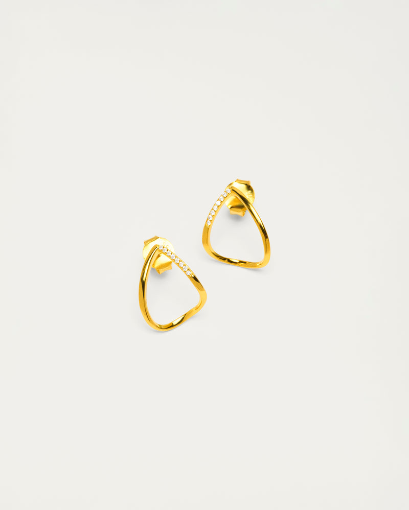 Gold Open Hoop Stud Earrings