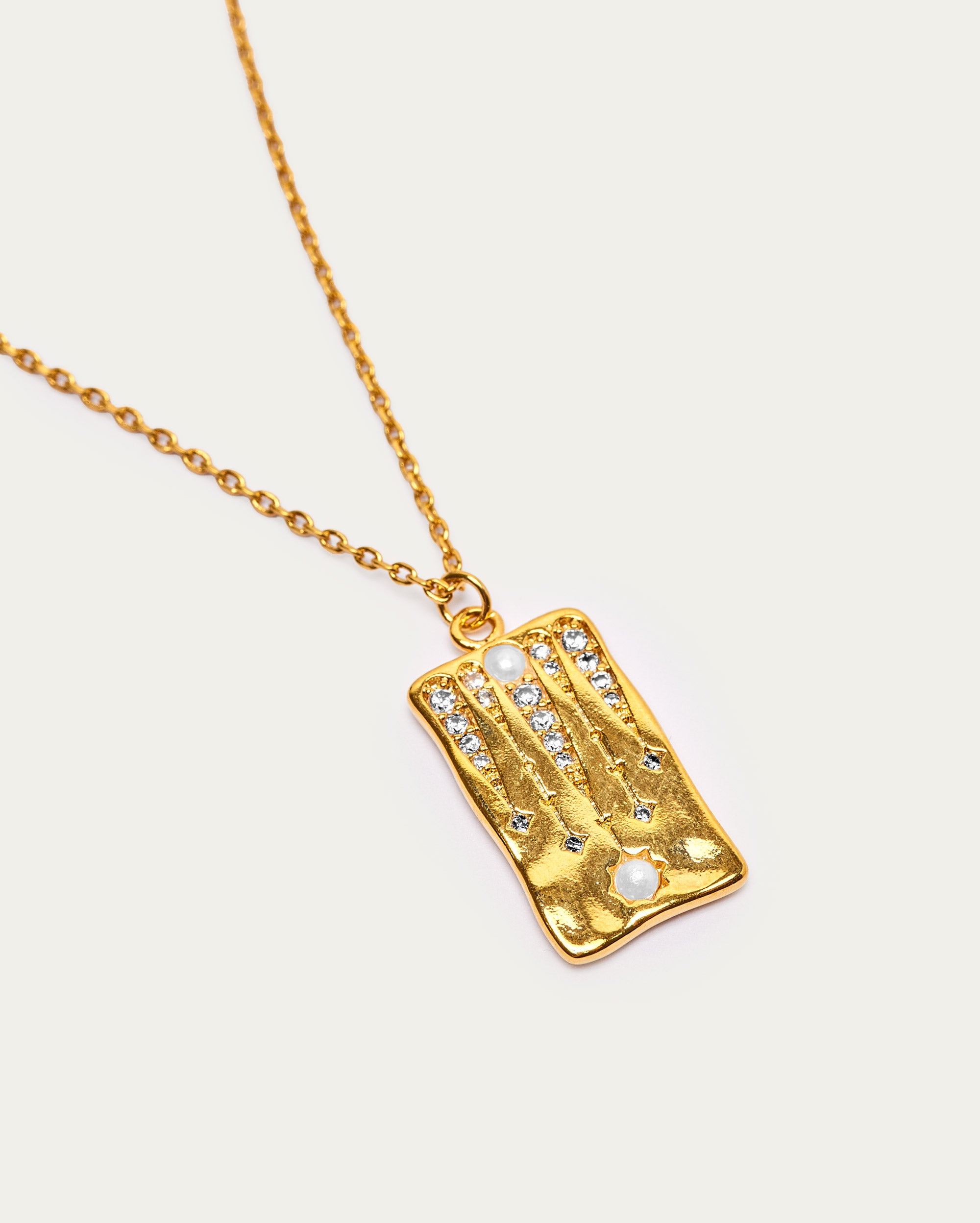 Textured Gold Plate Pendant Necklace