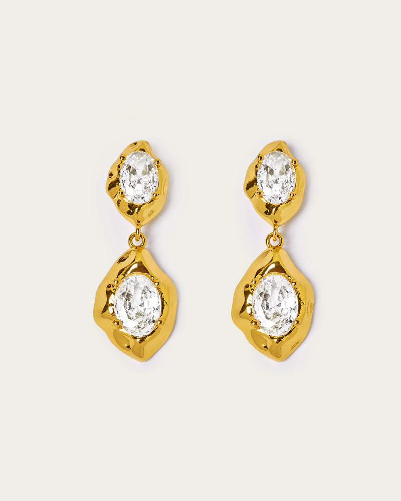 Molten Style Crystal Drop Pendant Earrings