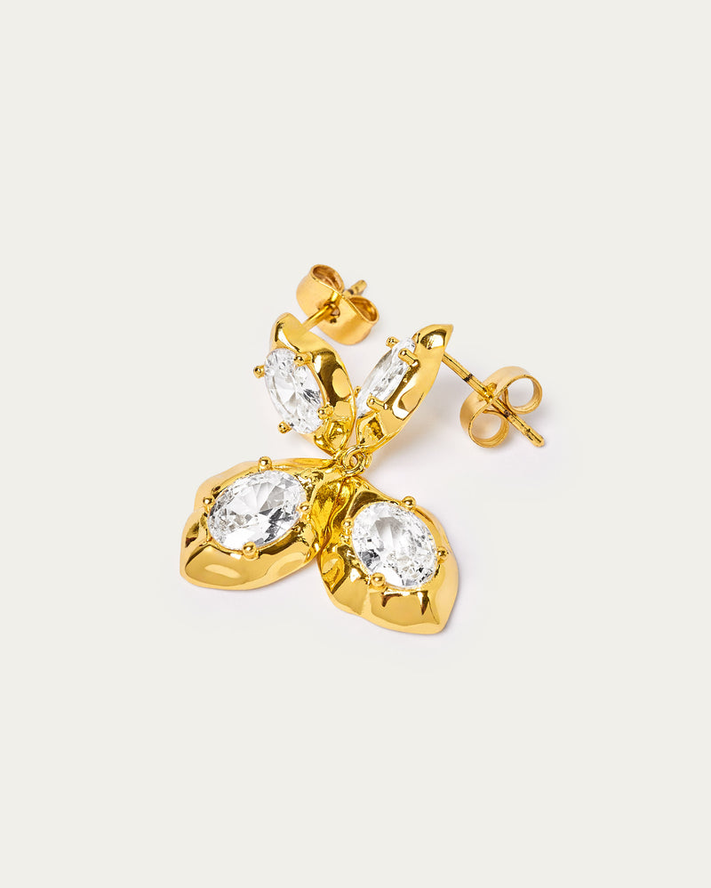 Molten Style Crystal Drop Pendant Earrings