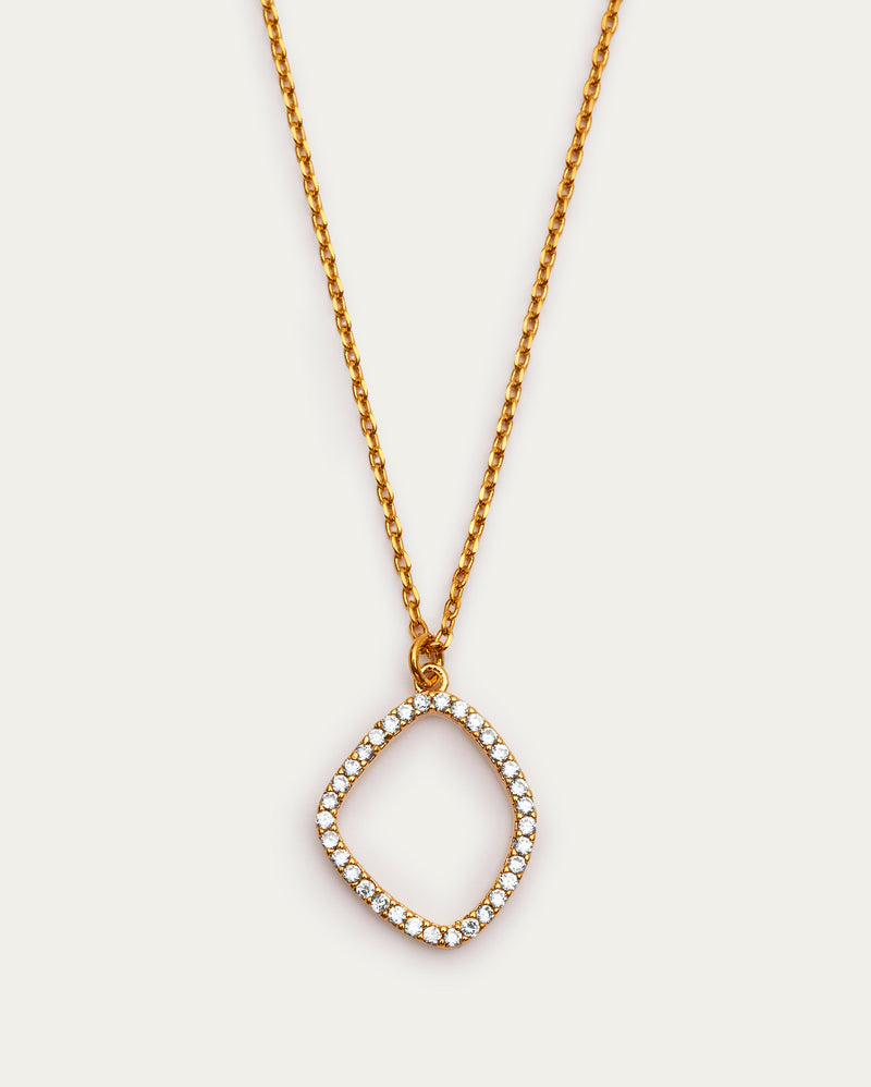 Gold Pavé Open Pendant Necklace