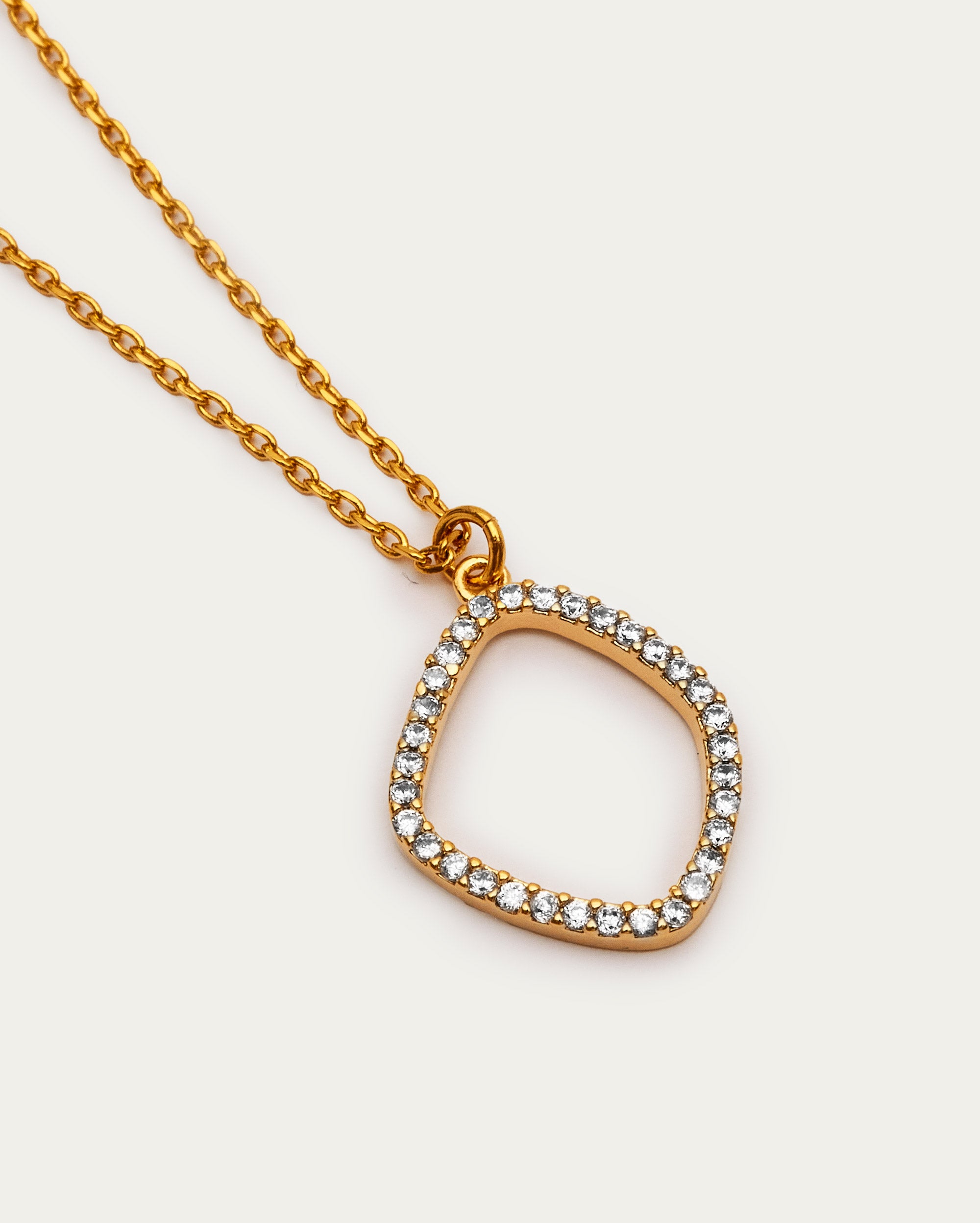 Gold Pavé Open Pendant Necklace