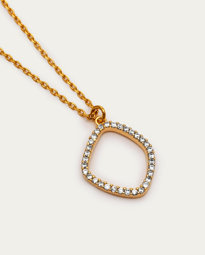 Gold Pavé Open Pendant Necklace