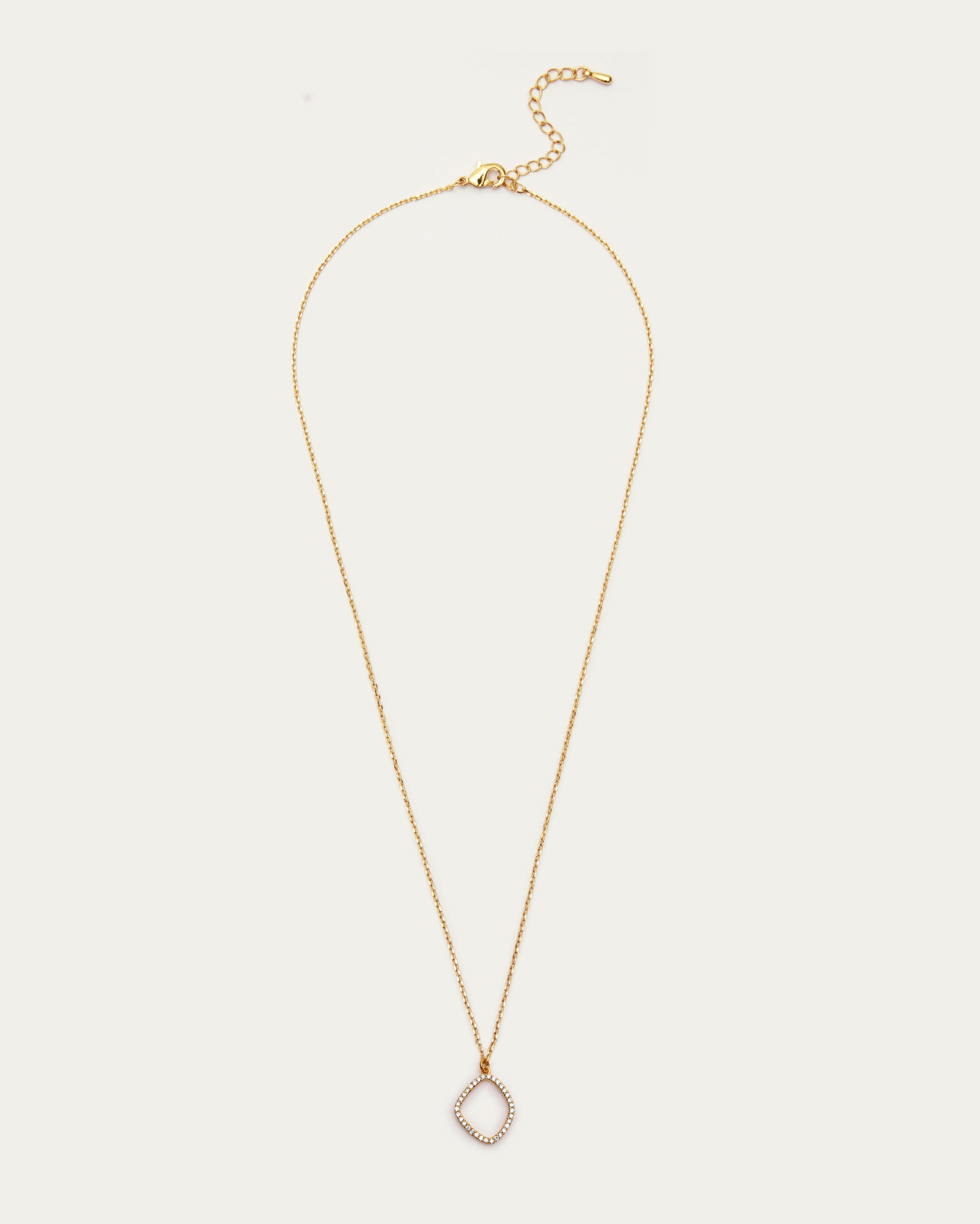 Gold Pavé Open Pendant Necklace