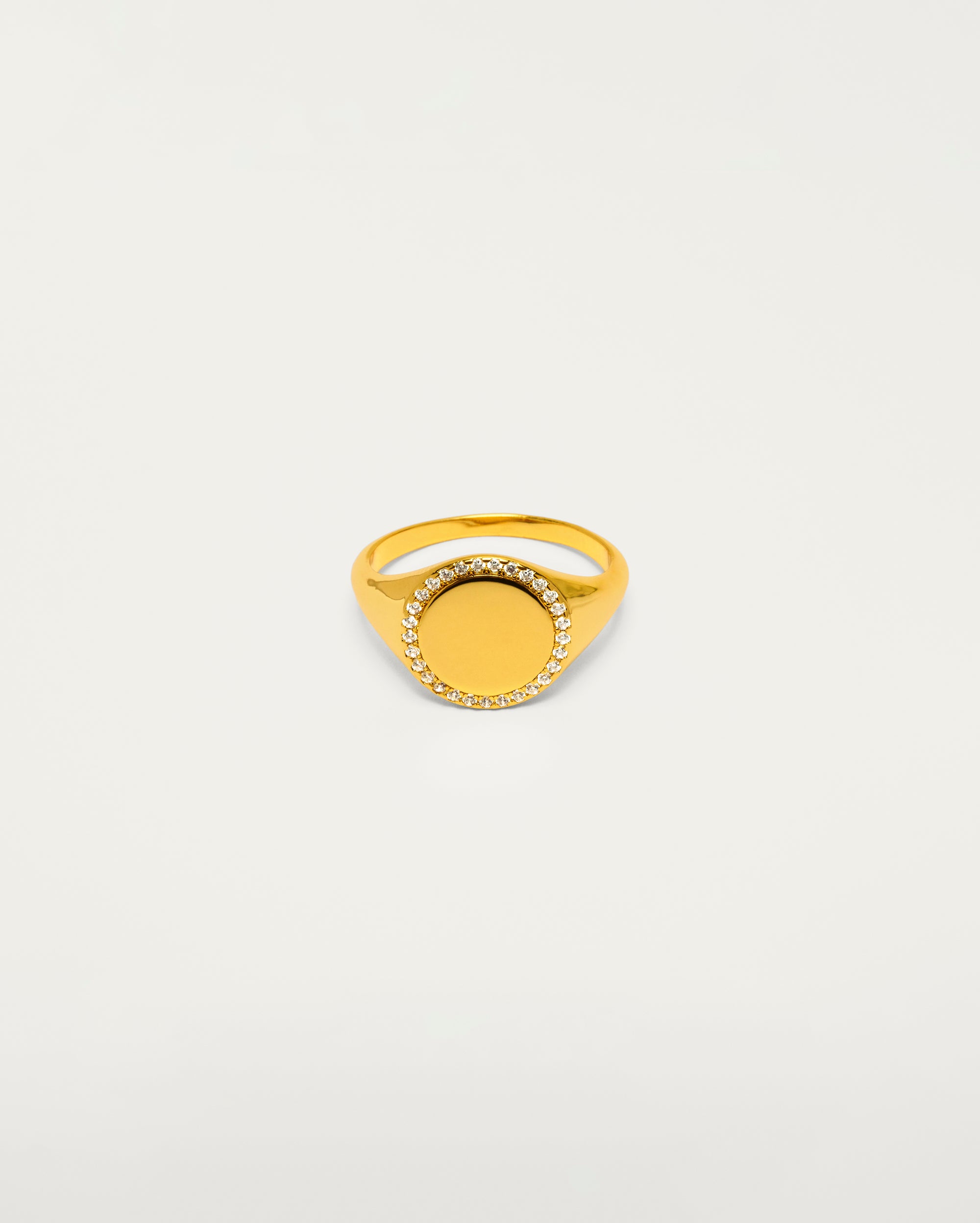 Gold Pavé Edge Signet Ring