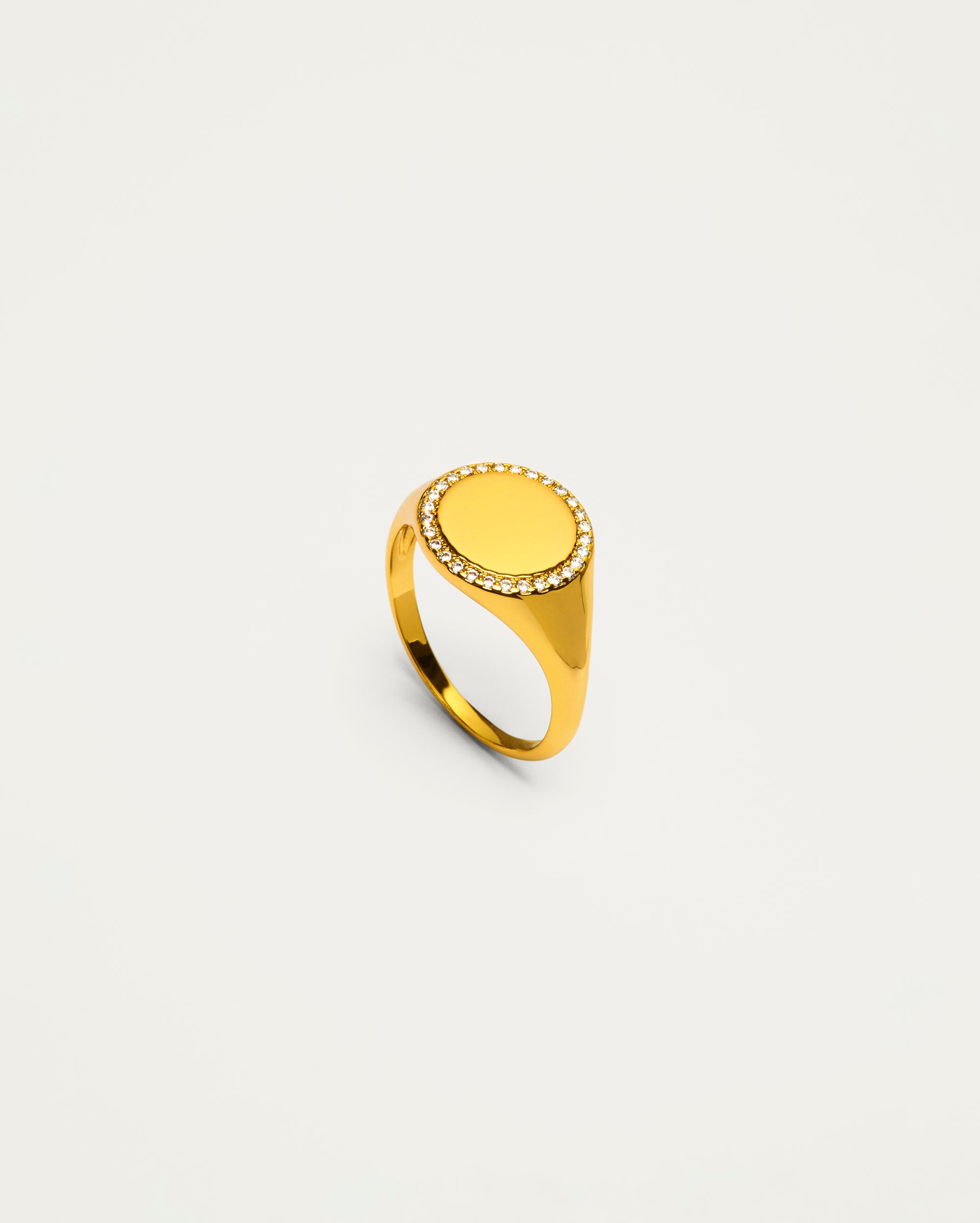 Gold Pavé Edge Signet Ring