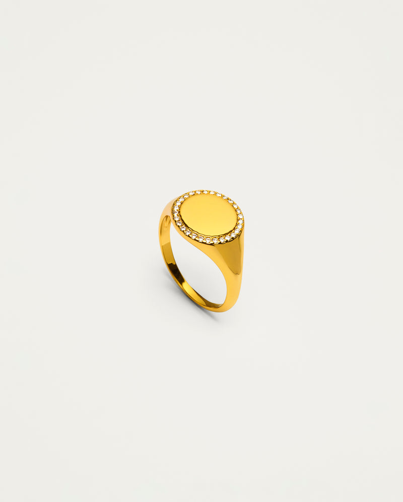 Gold Pavé Edge Signet Ring