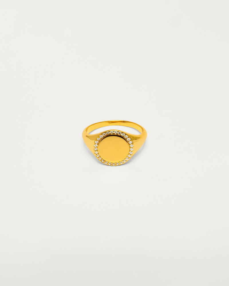 Gold Pavé Edge Signet Ring