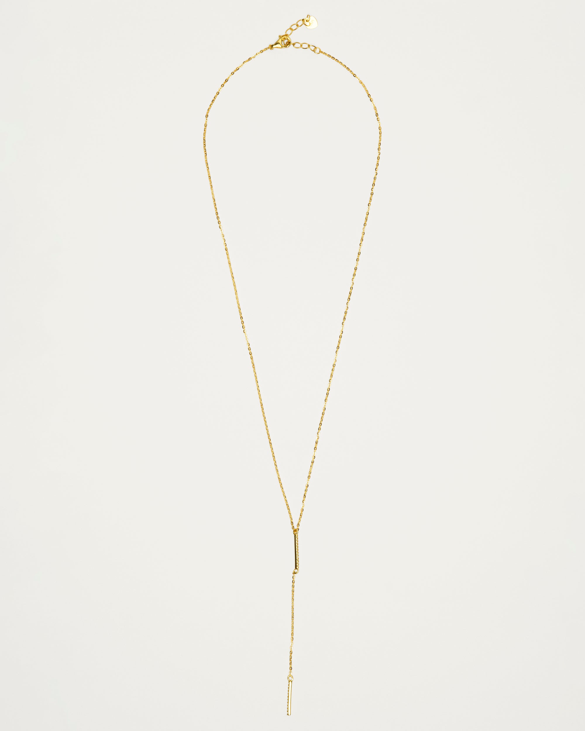 Gold Pavé Y-Drop Bar Necklace