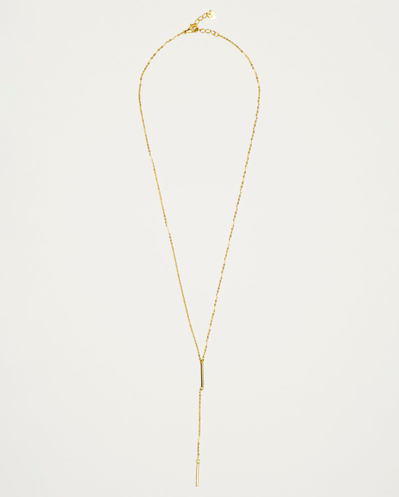 Gold Pavé Y-Drop Bar Necklace