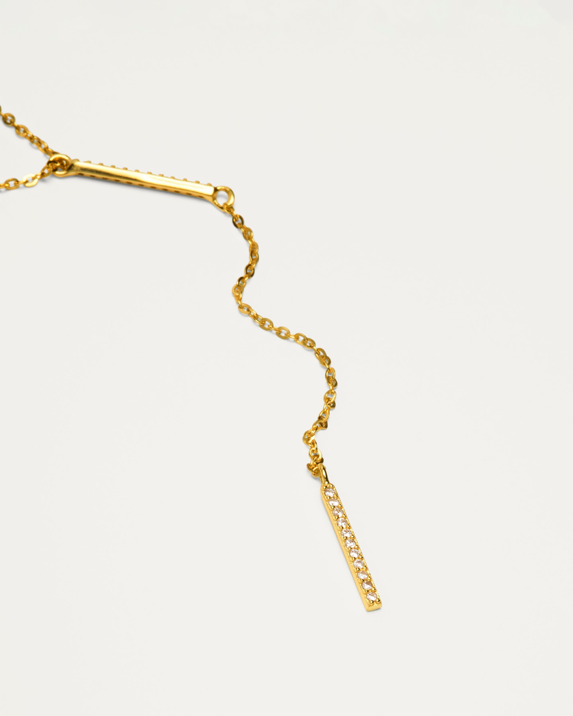 Gold Pavé Y-Drop Bar Necklace