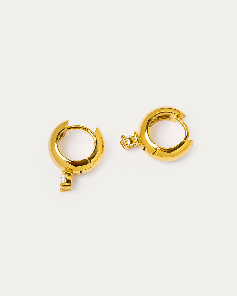 Gold Celeste Zircon Stone Huggie Earrings
