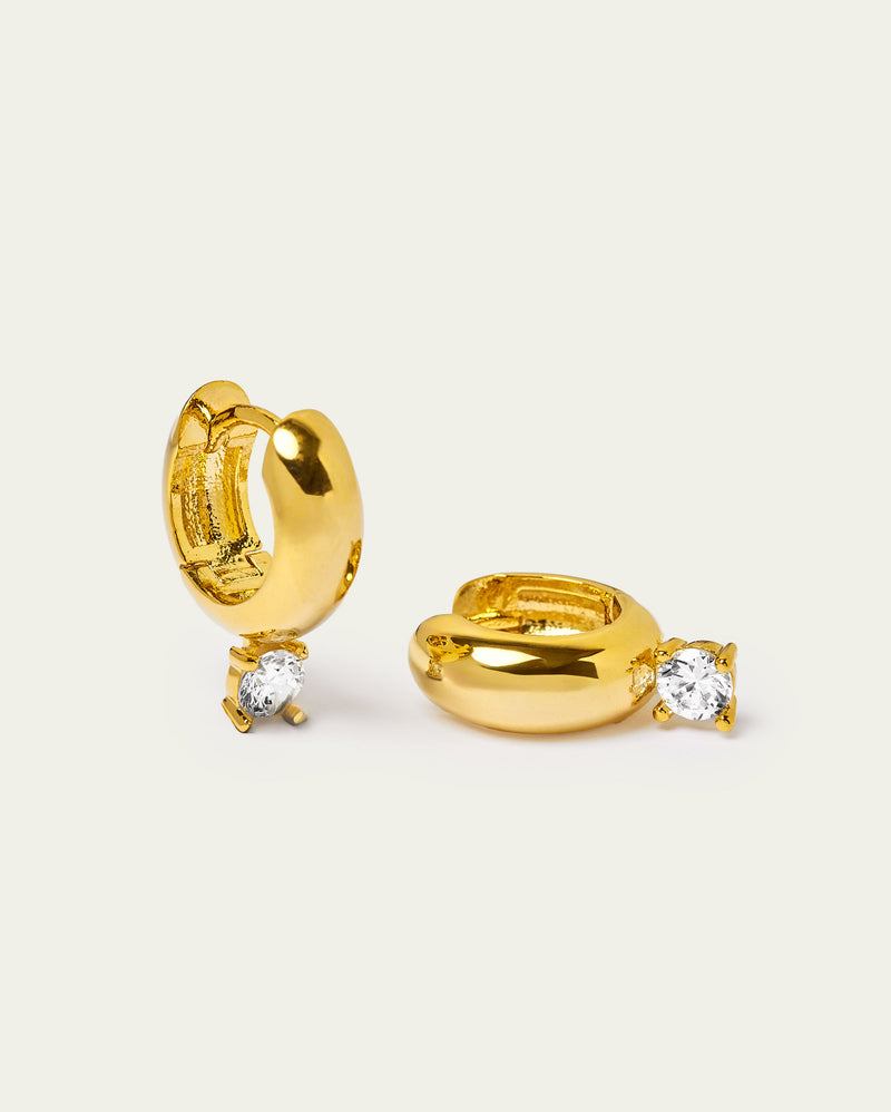 Gold Celeste Zircon Stone Huggie Earrings
