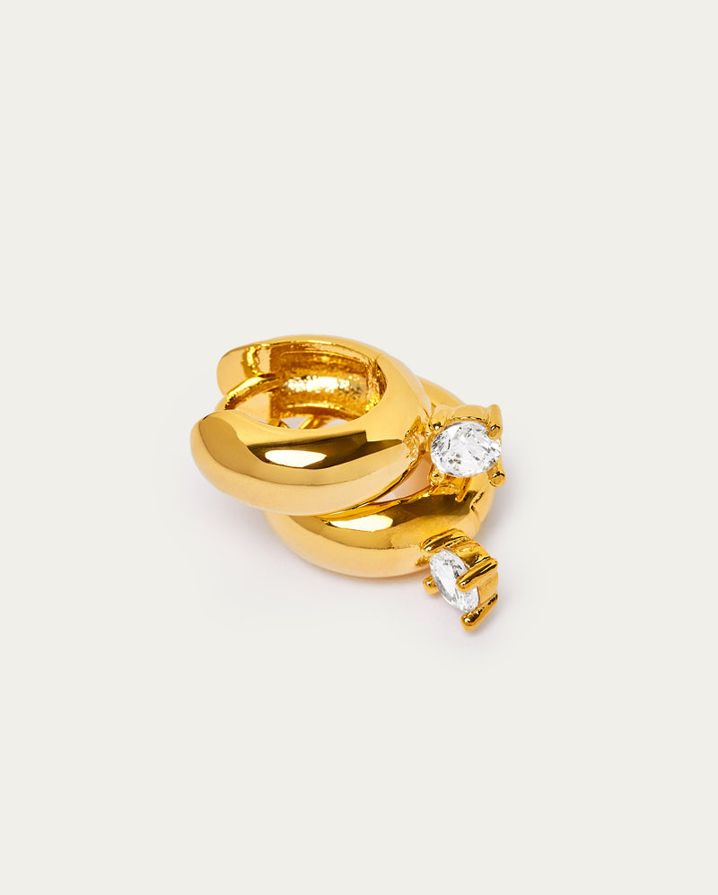 Gold Celeste Zircon Stone Huggie Earrings