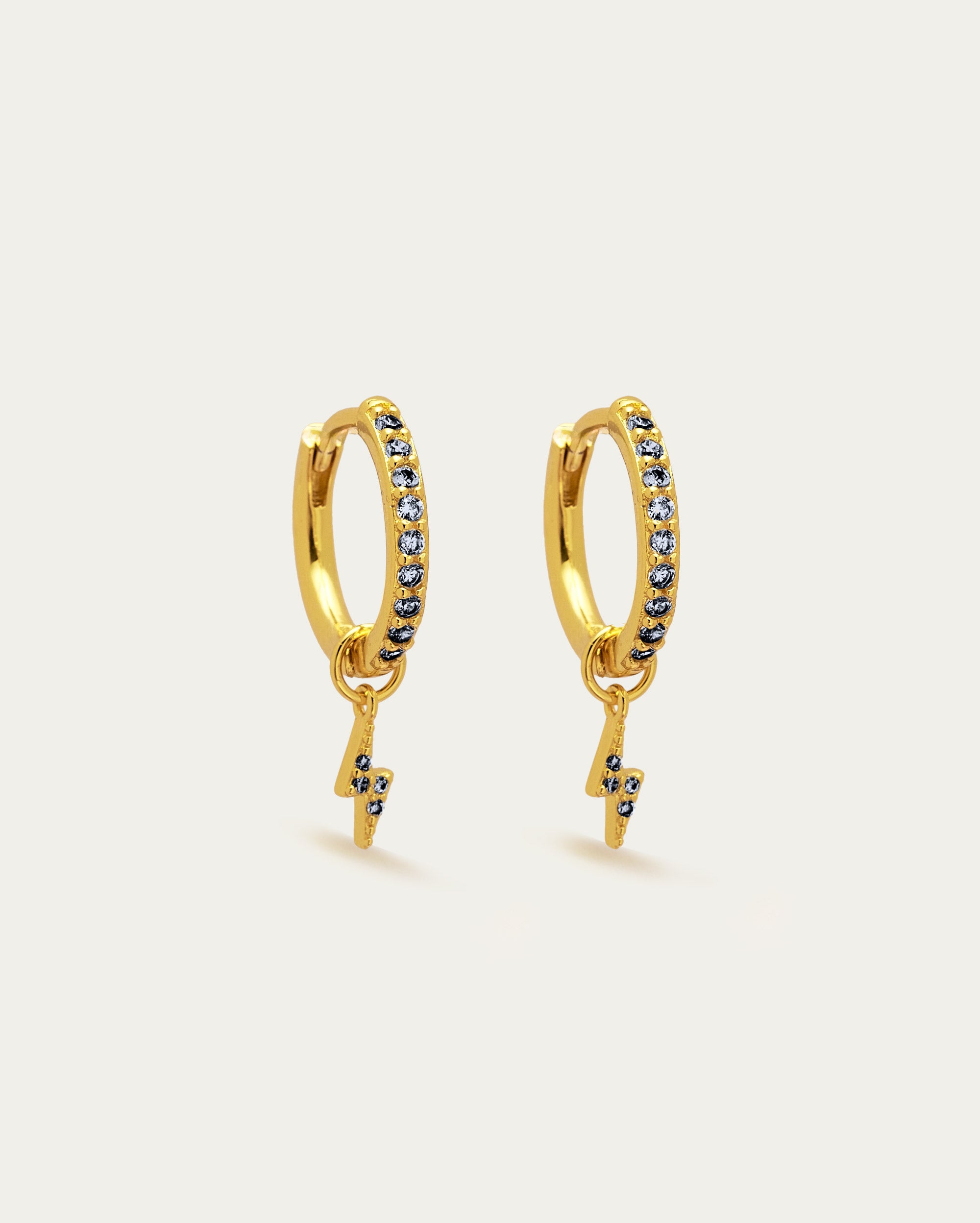 Parvé Lightening Bolt Drop Hoop Earrings