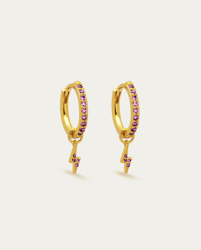 Parvé Lightening Bolt Drop Hoop Earrings